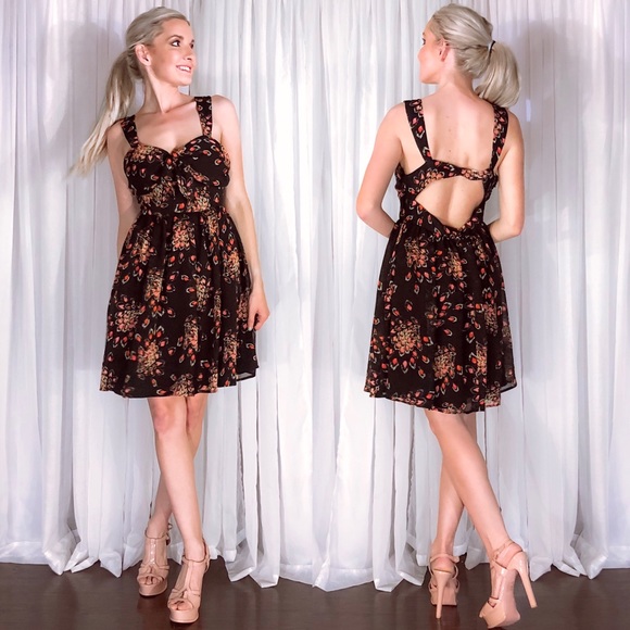 Candie's Dresses & Skirts - Black Floral Open Back Sundress